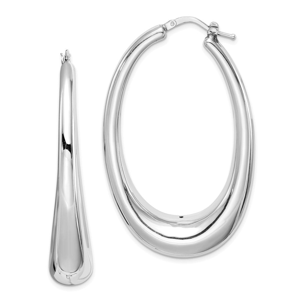 Polished;Hollow;Hinged;Sterling silver;Rhodium-plated