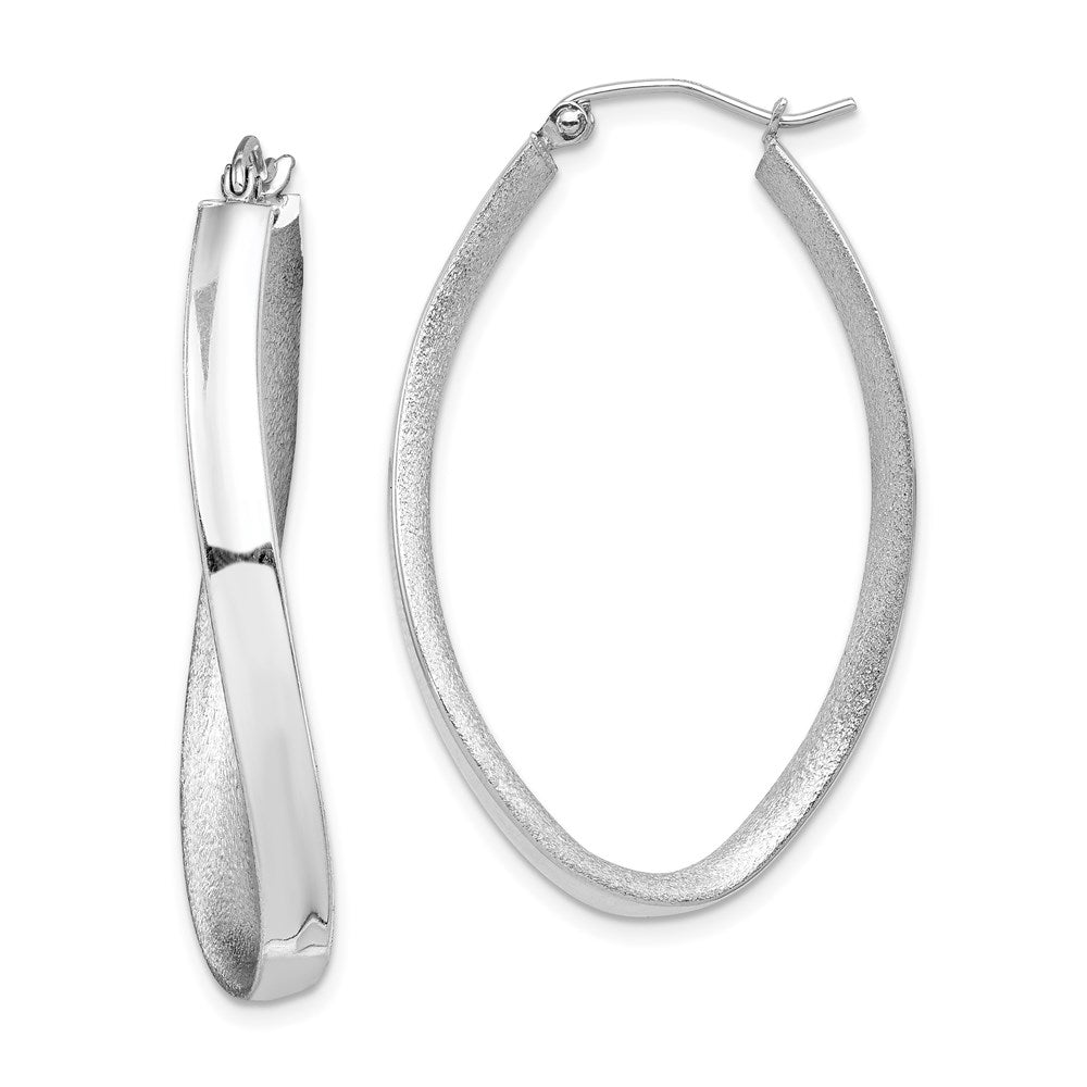 Polished;Hinged post;Sterling silver;Textured;Rhodium-plated;Twisted