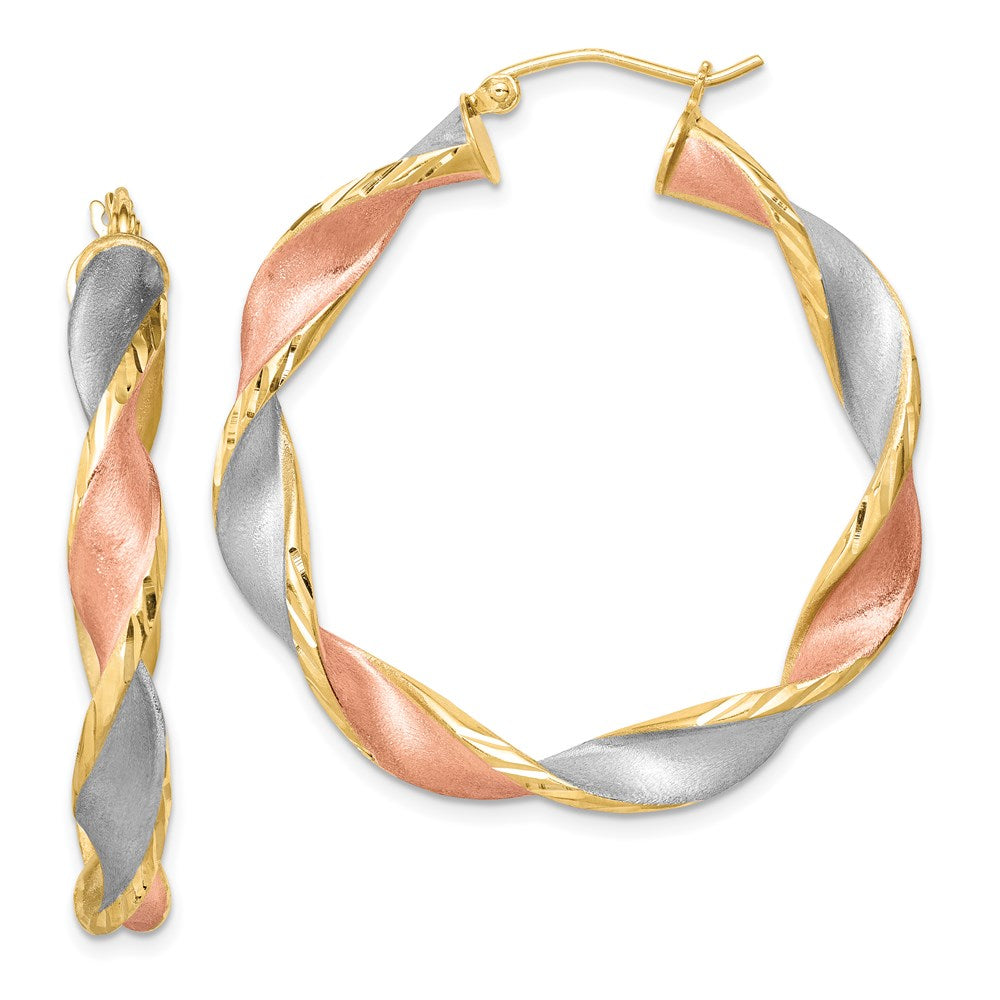 Diamond-cut;Hinged post;Sterling silver;Vermeil;Twisted