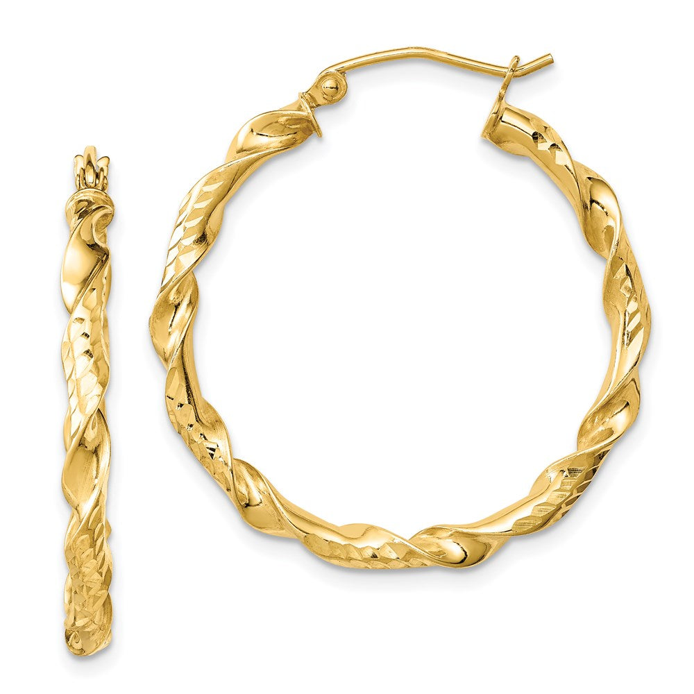 Diamond-cut;Hinged post;Sterling silver;Gold-plated;Twisted
