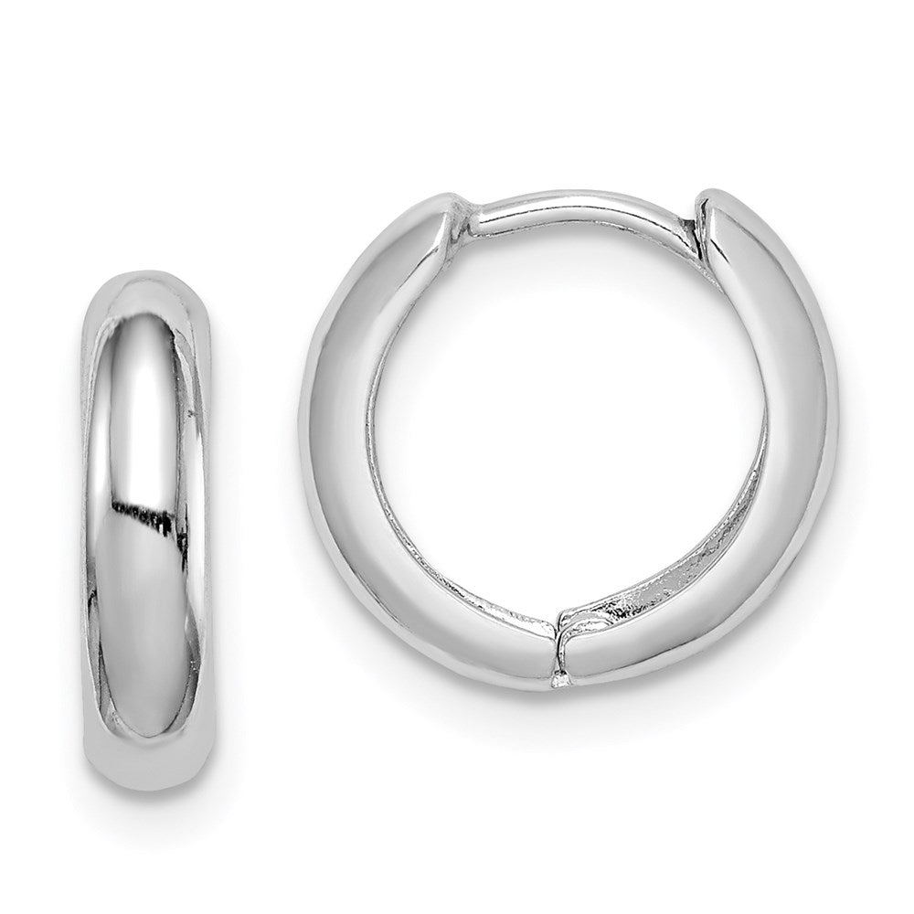 Polished;Sterling silver;Rhodium-plated;Hinged hoop