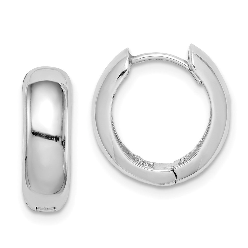 Polished;Sterling silver;Rhodium-plated;Hinged hoop