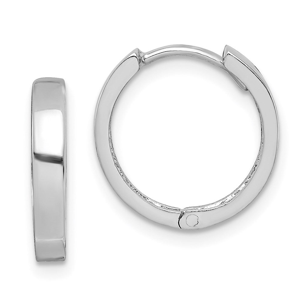 Polished;Sterling silver;Rhodium-plated;Hinged hoop