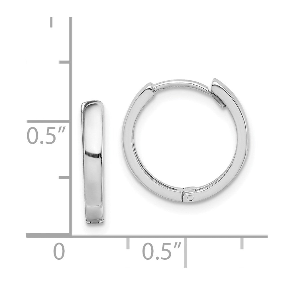Sterling Silver Rhodium Polished Hinged Hoop Earrings