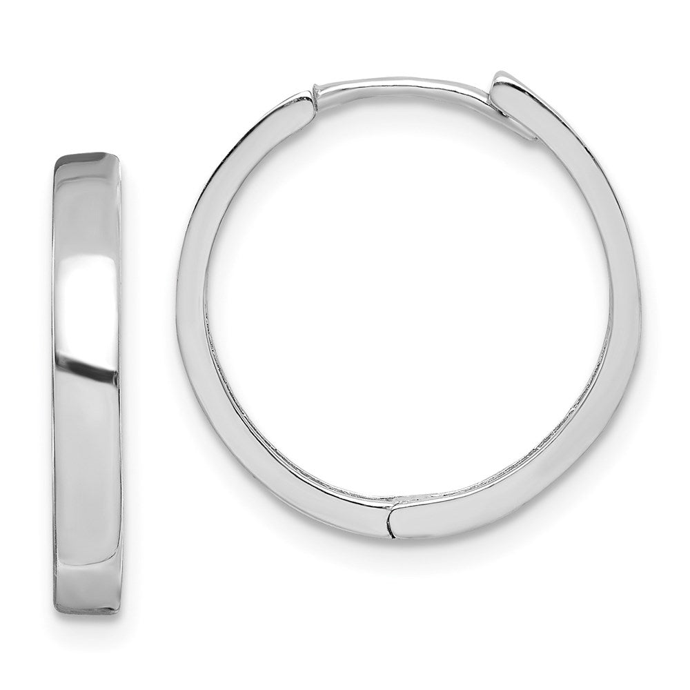 Polished;Sterling silver;Rhodium-plated;Hinged hoop