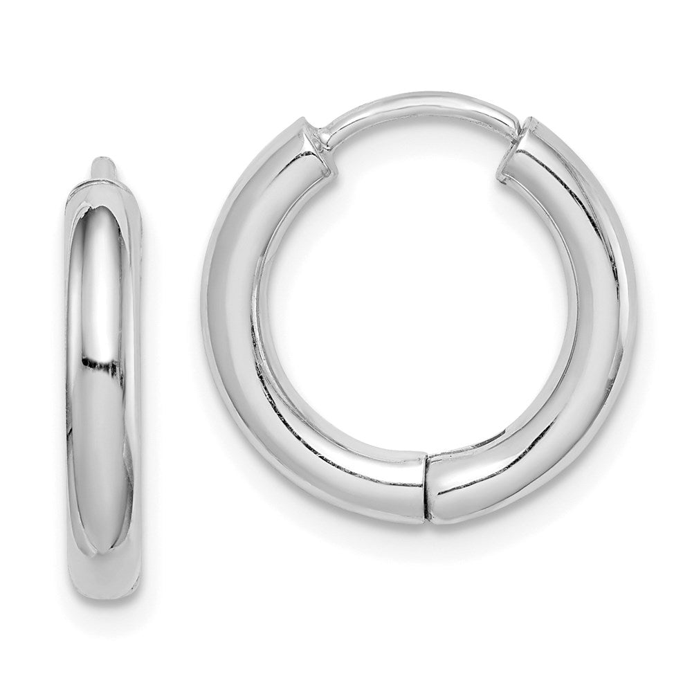 Polished;Hollow;Sterling silver;Rhodium-plated;Hinged hoop