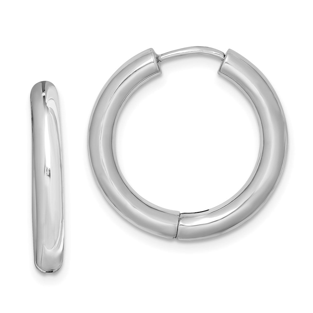 Polished;Sterling silver;Rhodium-plated;Hinged hoop