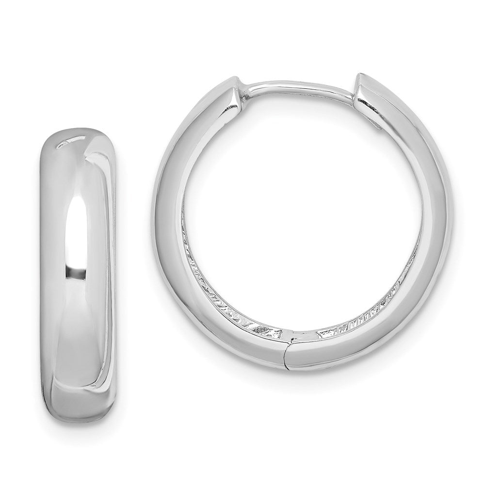 Polished;Sterling silver;Rhodium-plated;Hinged hoop