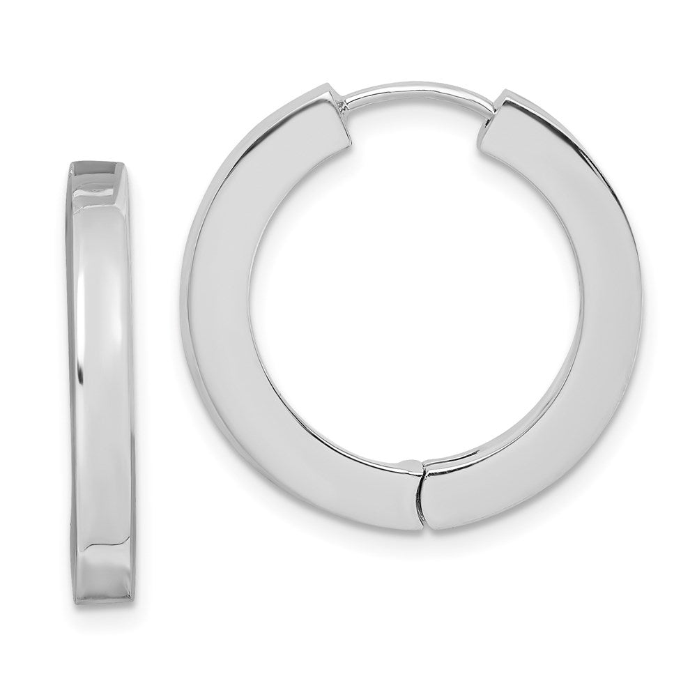 Polished;Hollow;Sterling silver;Rhodium-plated;Hinged hoop