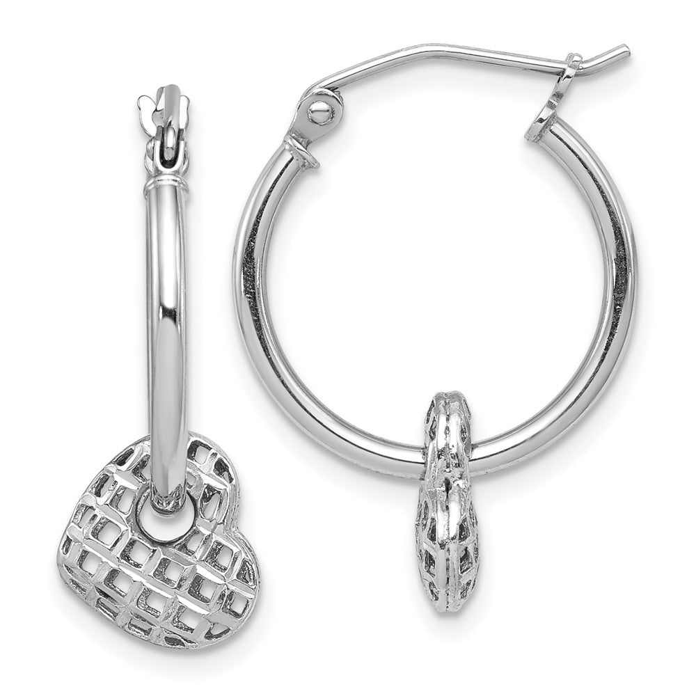 Polished;Hinged post;Sterling silver;Diamond Cut