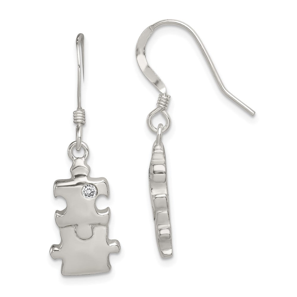Polished;Open back;Sterling silver;CZ;Shepherd hook;Dangle