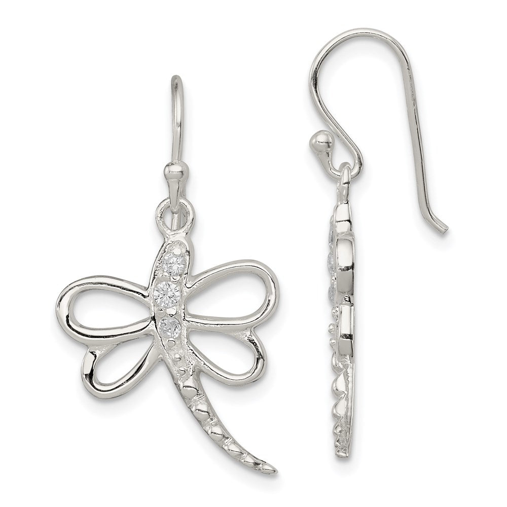 Polished;Sterling silver;CZ;Shepherd hook;Dangle;Open