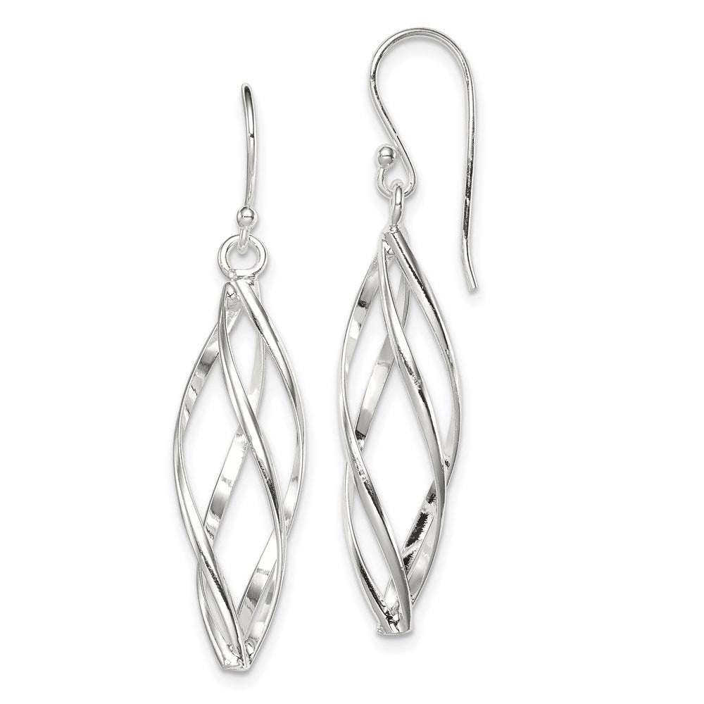 Polished;Sterling silver;Shepherd hook;Dangle;Rhodium-plated