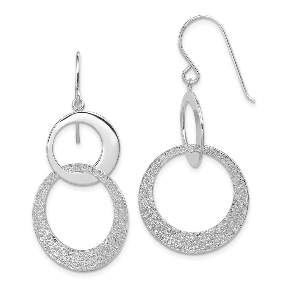 Polished;Sterling silver;Textured;Dangle;Rhodium-plated