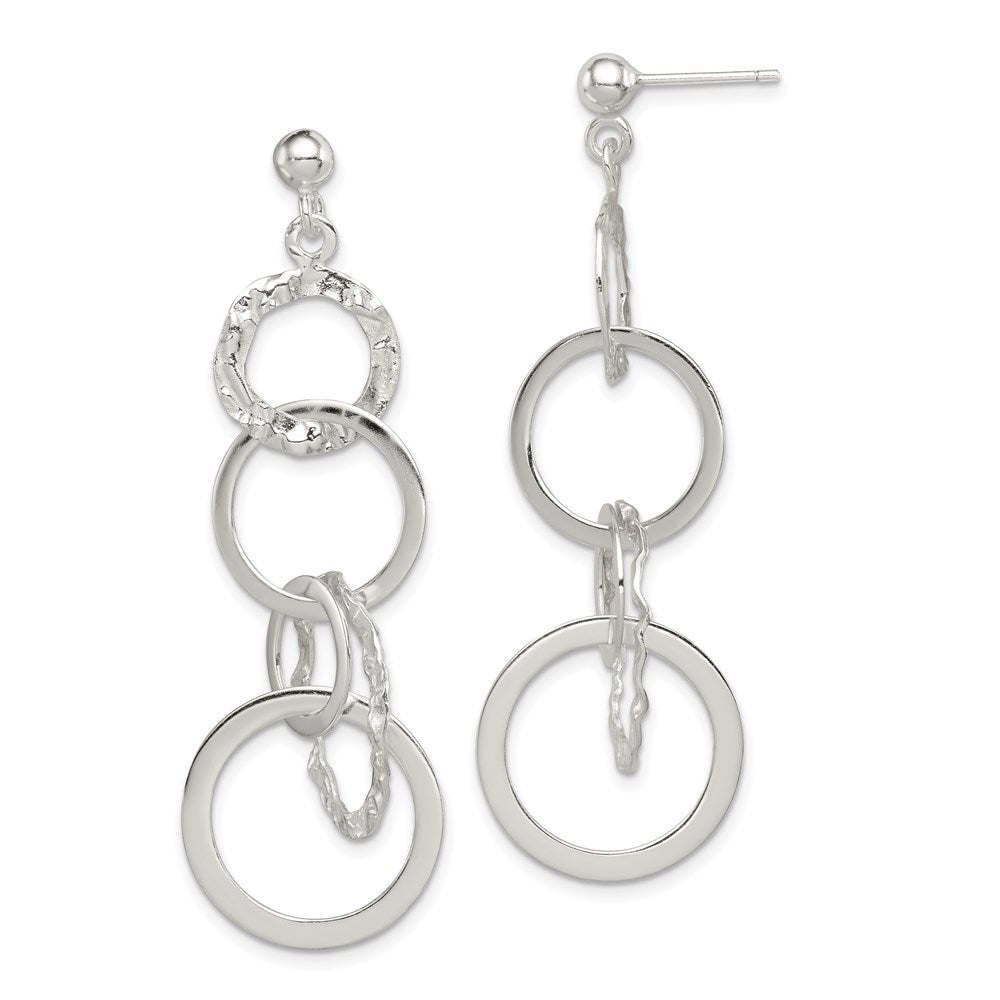Polished;Post;Sterling silver;Dangle;Textile