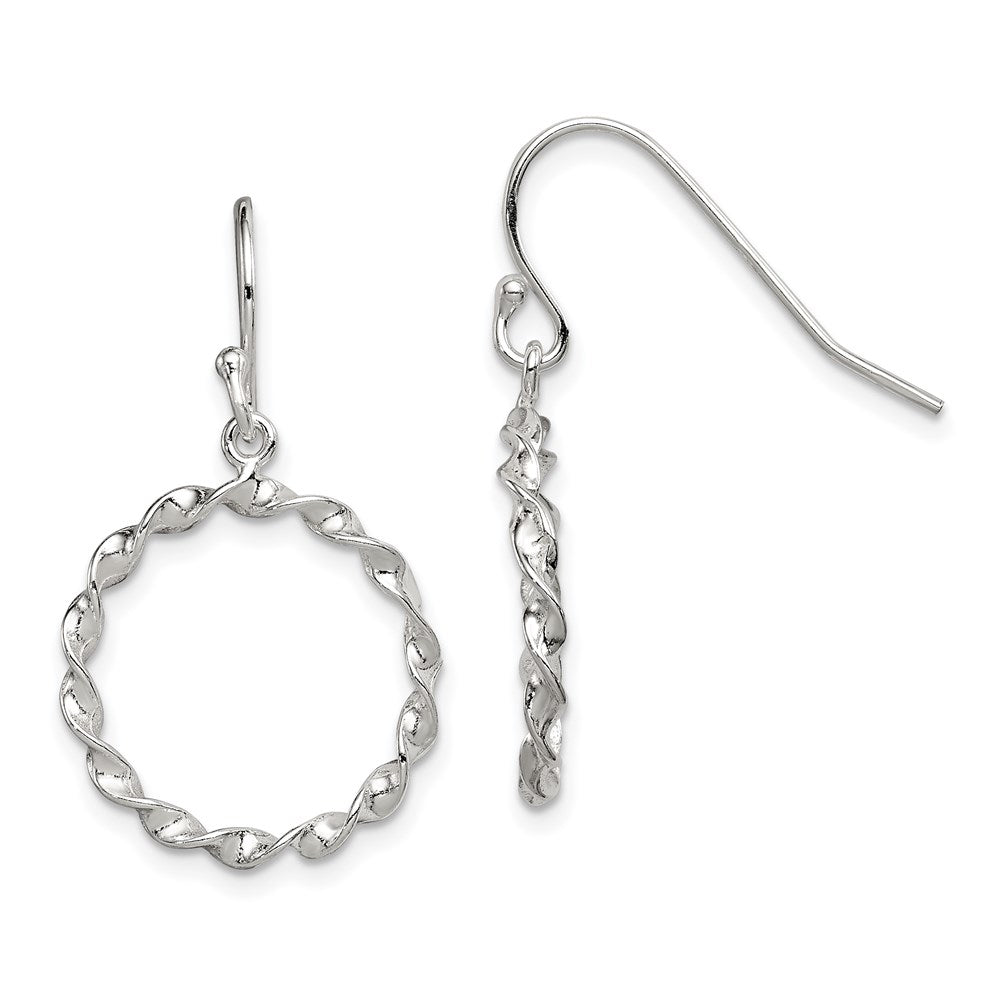Sterling silver;Shepherd hook;Textured;Dangle;Twisted