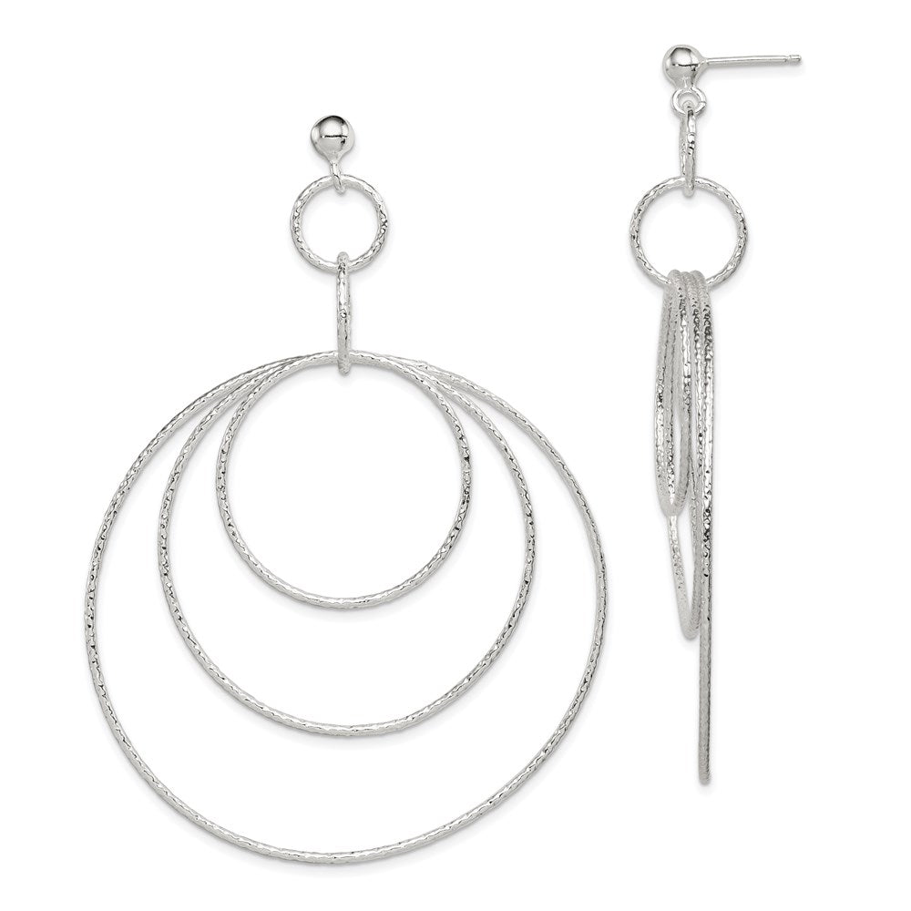 Post;Sterling silver;Textured;Dangle