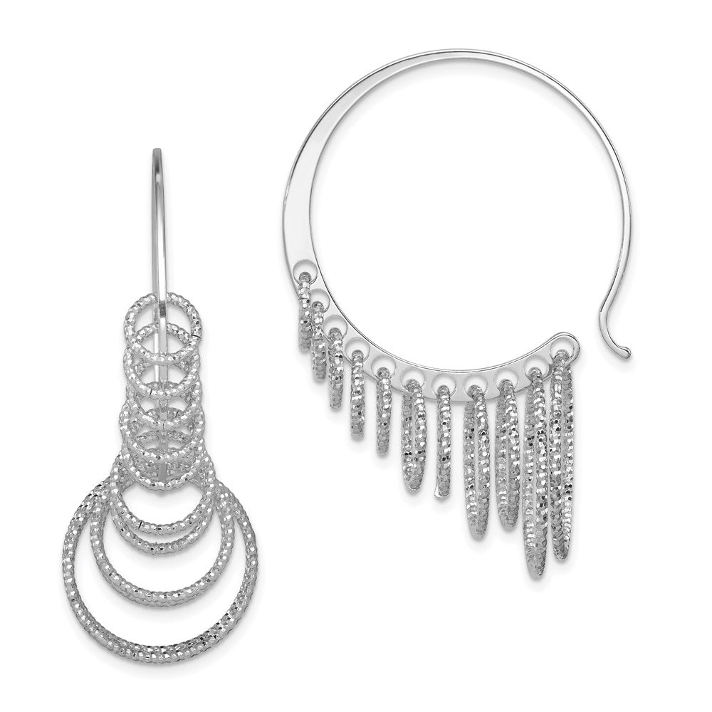 Diamond-cut;Sterling silver;Shepherd hook;Dangle;Rhodium-plated