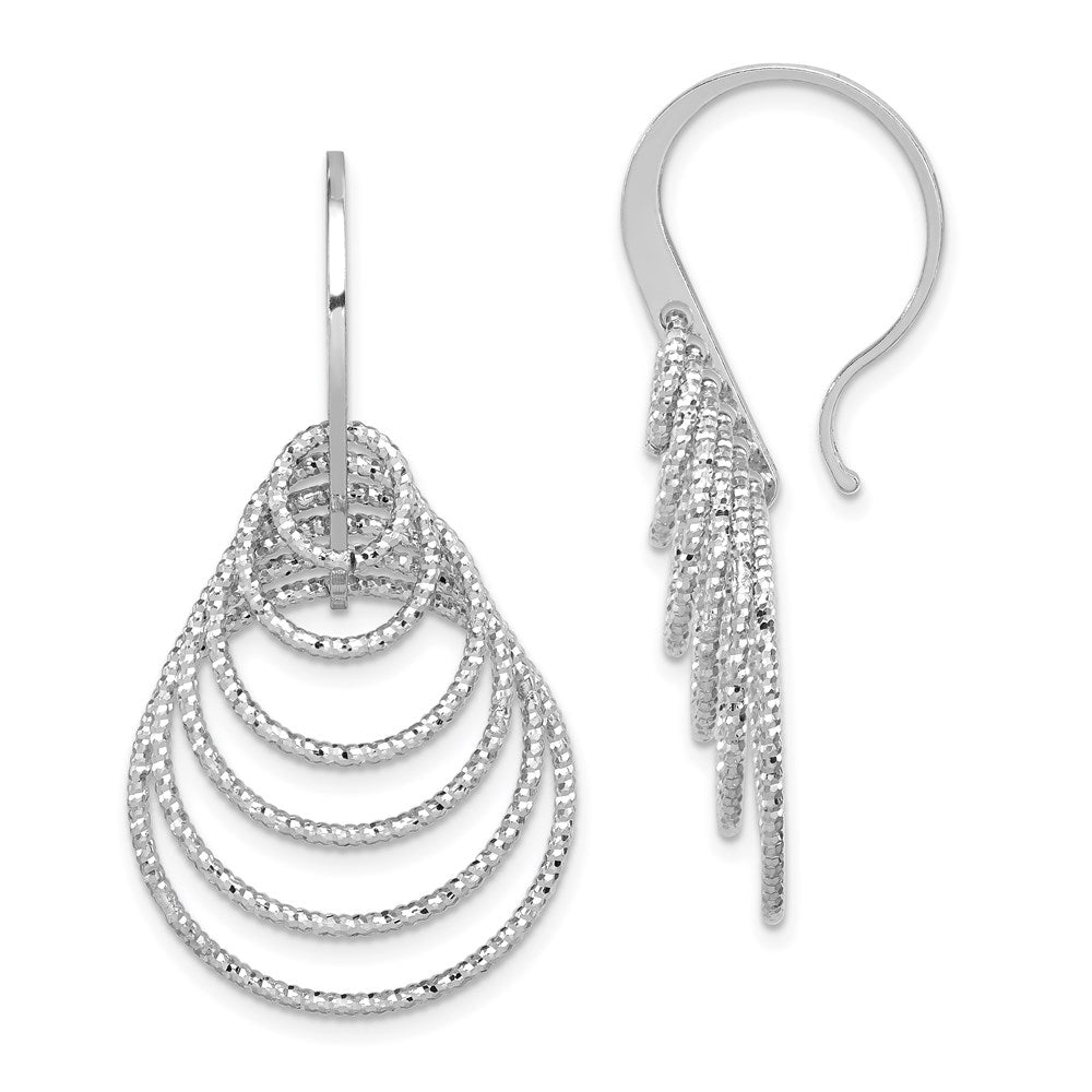 Diamond-cut;Sterling silver;Shepherd hook;Dangle;Rhodium-plated