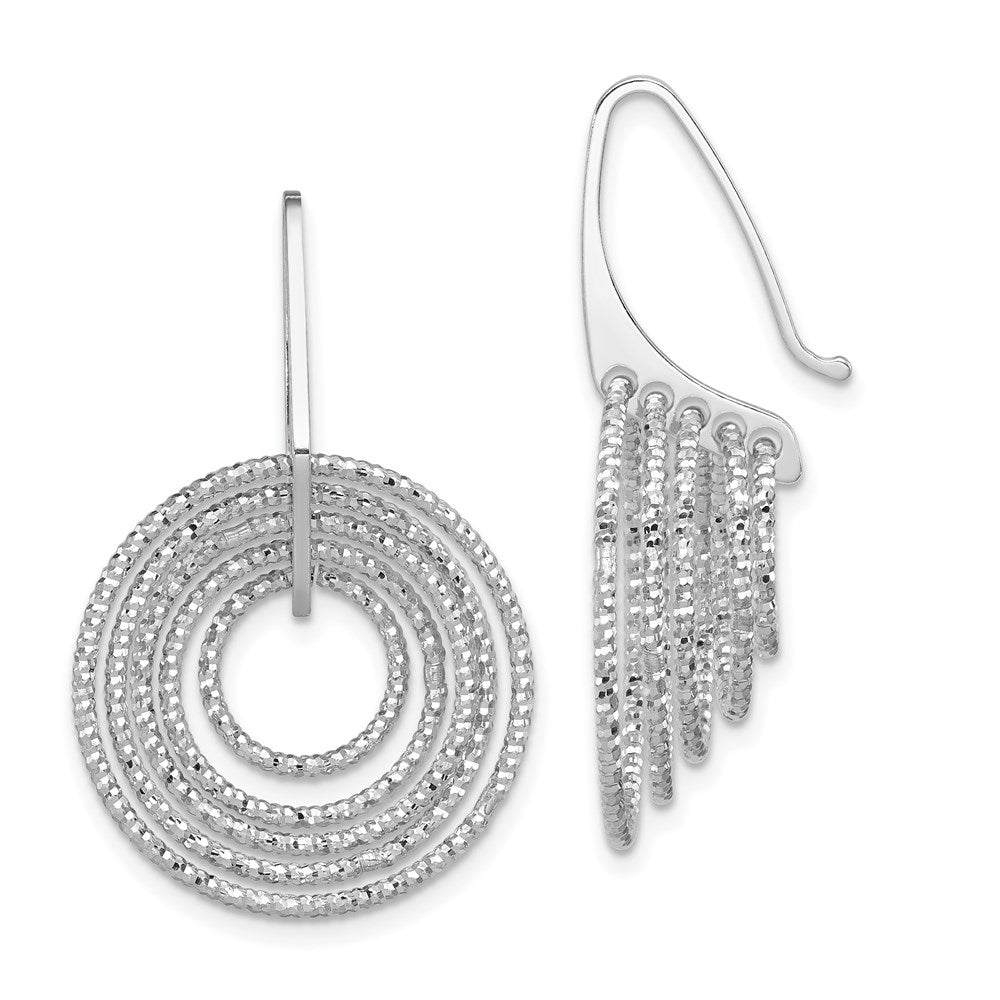 Diamond-cut;Sterling silver;Shepherd hook;Dangle;Rhodium-plated