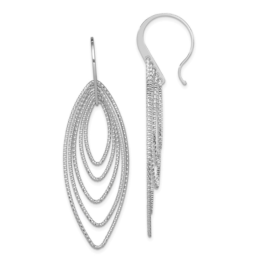 Diamond-cut;Sterling silver;Shepherd hook;Dangle;Rhodium-plated