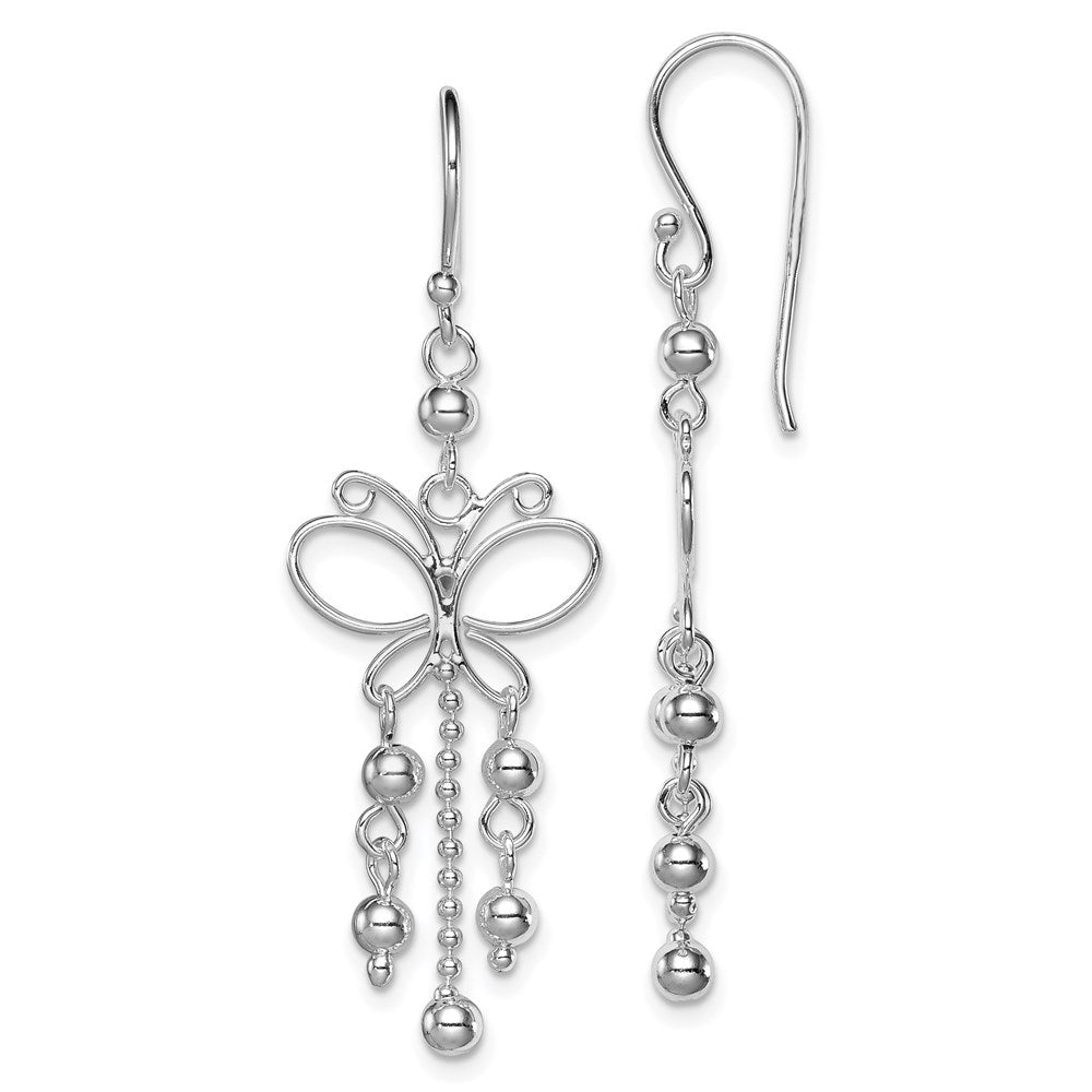 Sterling silver;Shepherd hook;Dangle;Rhodium-plated