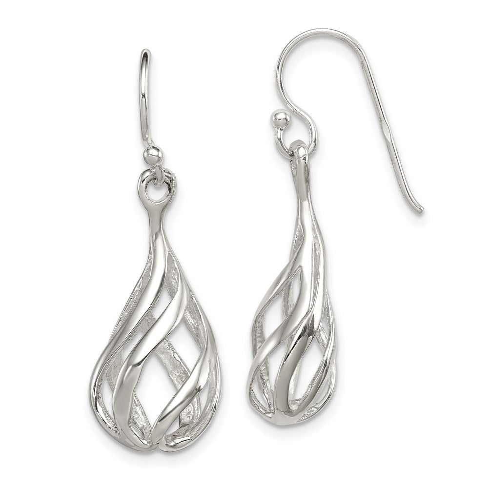 Polished;Sterling silver;Shepherd hook;Dangle;Twisted