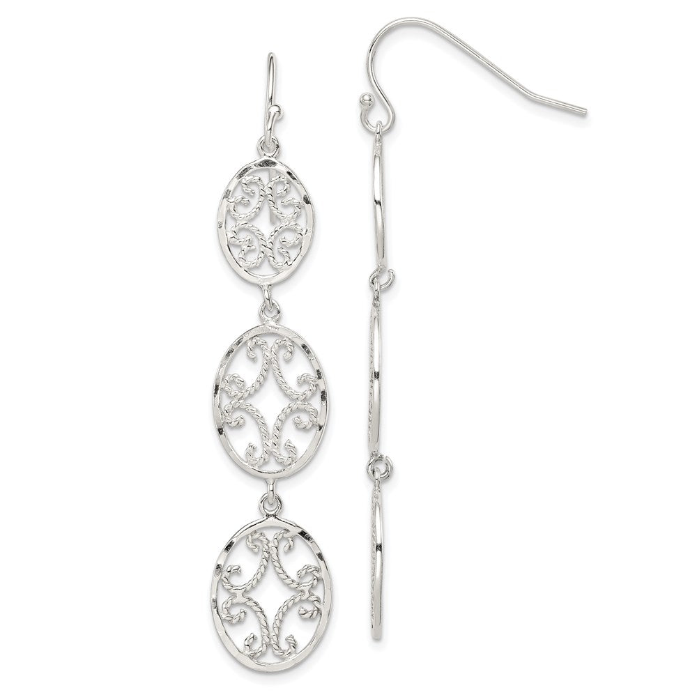 Sterling silver;Shepherd hook;Dangle;Diamond Cut