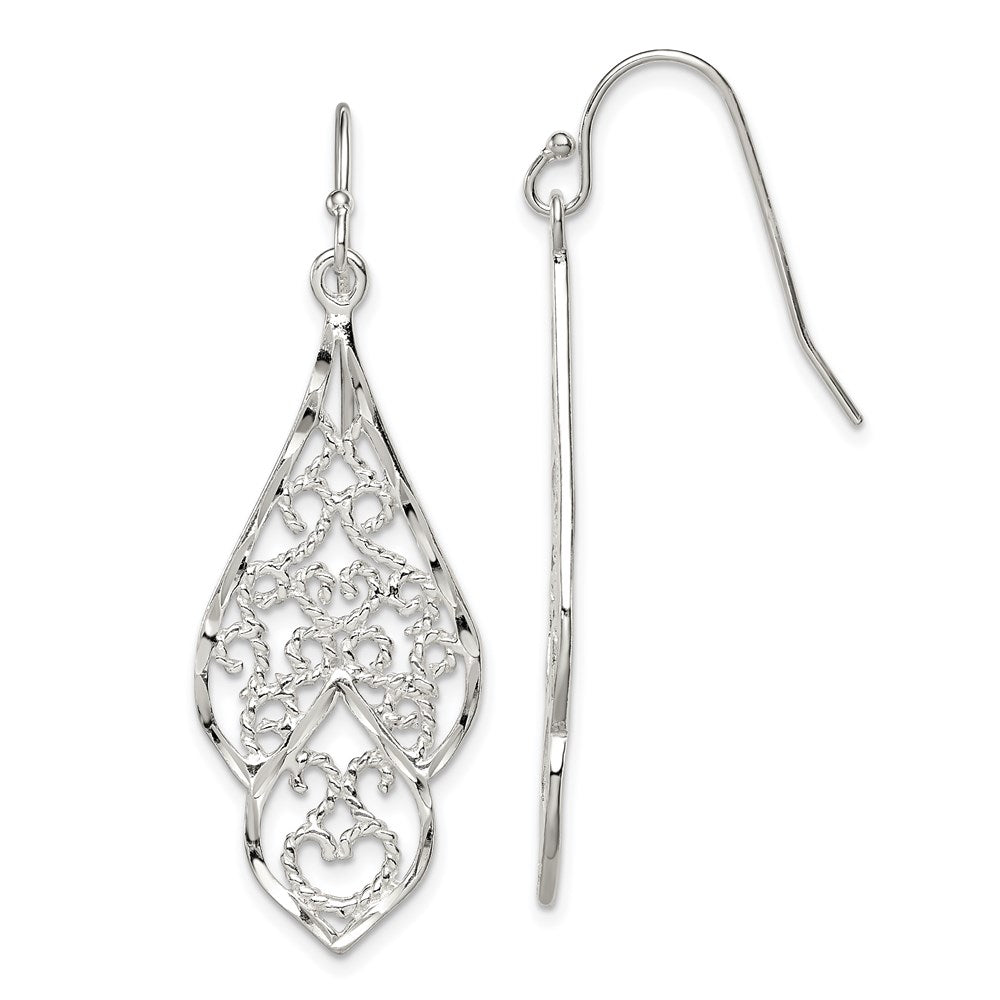 Sterling silver;Shepherd hook;Dangle;Diamond Cut