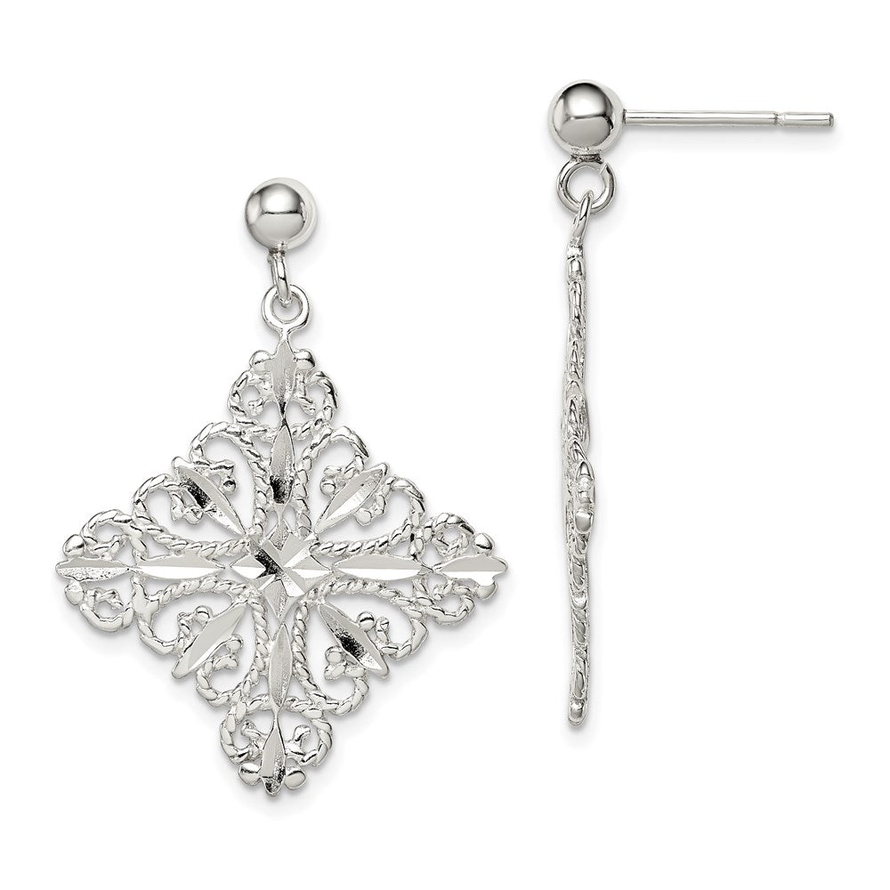 Post;Sterling silver;Dangle;Diamond Cut