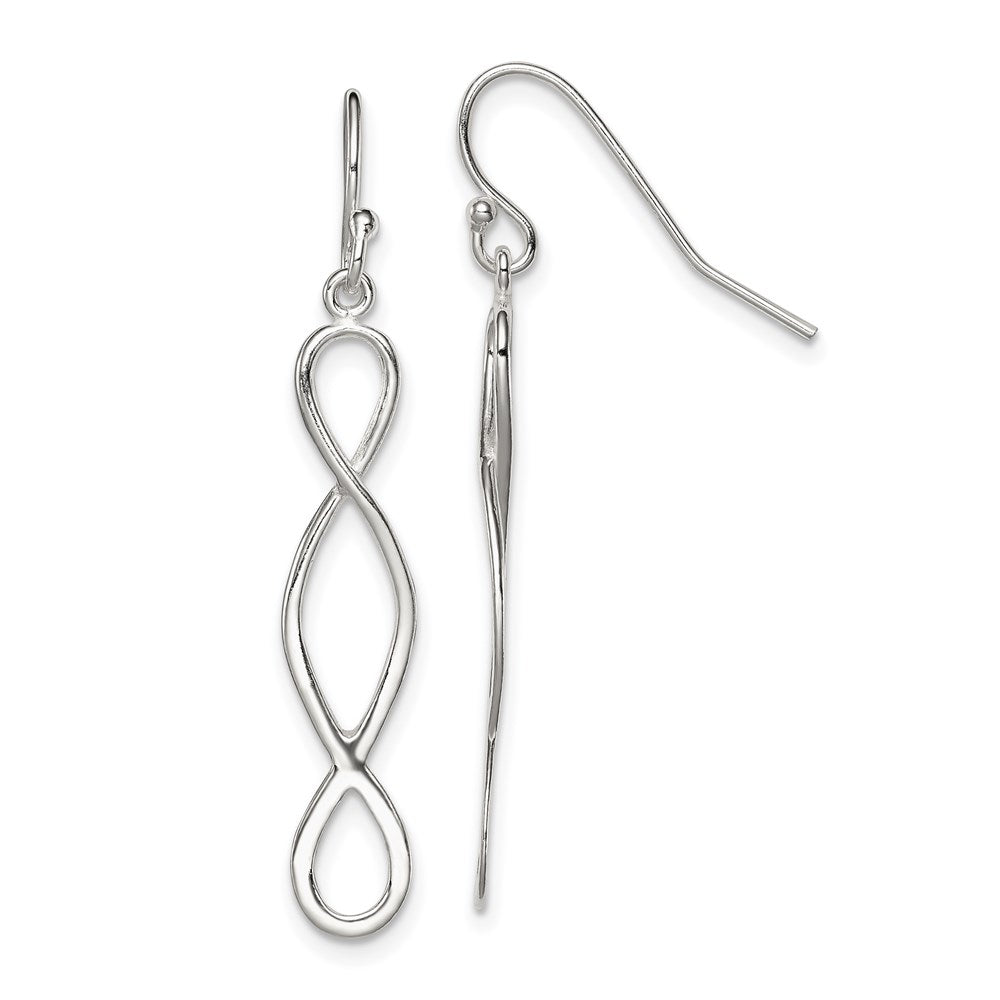 Polished;Sterling silver;Dangle;Twisted