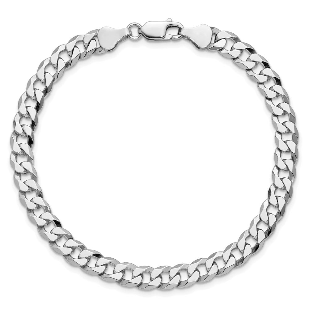 Sterling Silver Rhodium-plated 6mm Beveled Curb Chain
