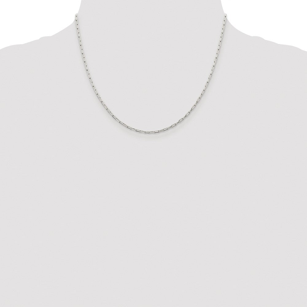Sterling Silver Rhodium-plated 2mm Elongated Open Link Chain