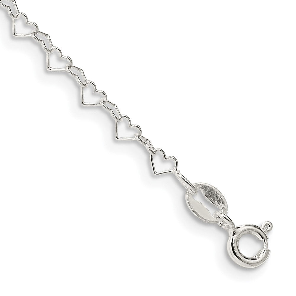 Polished;Spring Ring;Sterling silver;Heart
