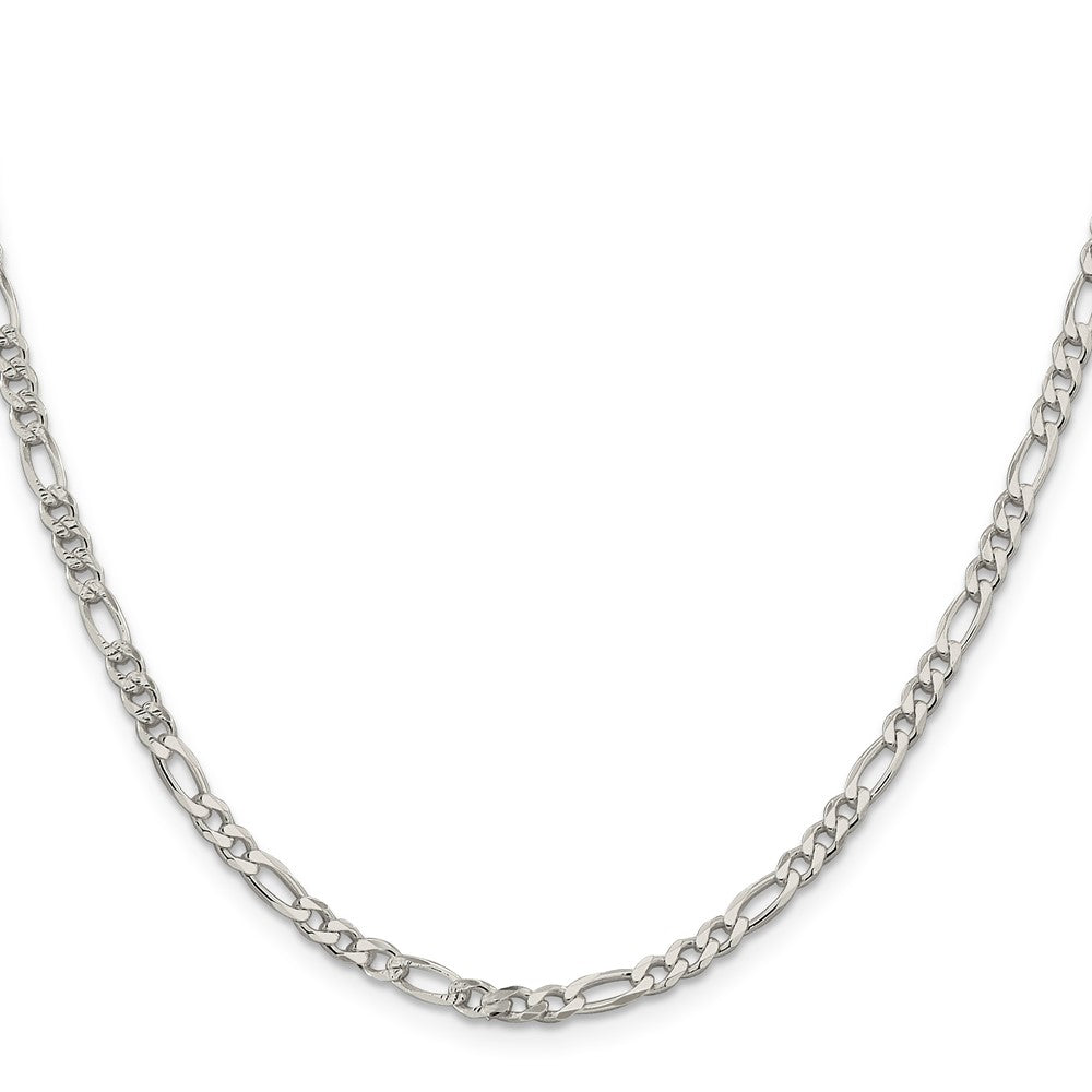 Sterling Silver 4mm Pav Flat Figaro Chain