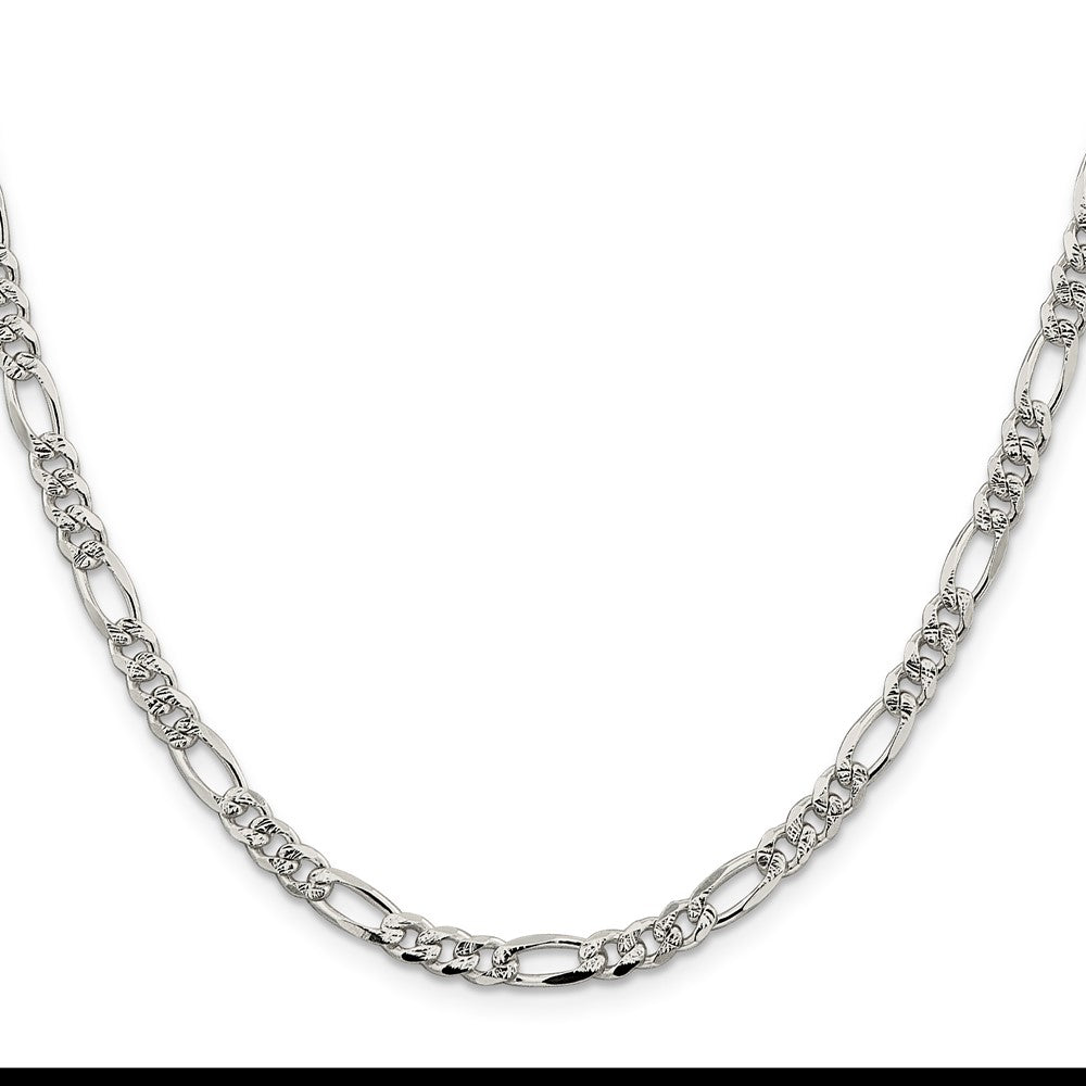 Sterling Silver 4.3mm Pav Flat Figaro Chain