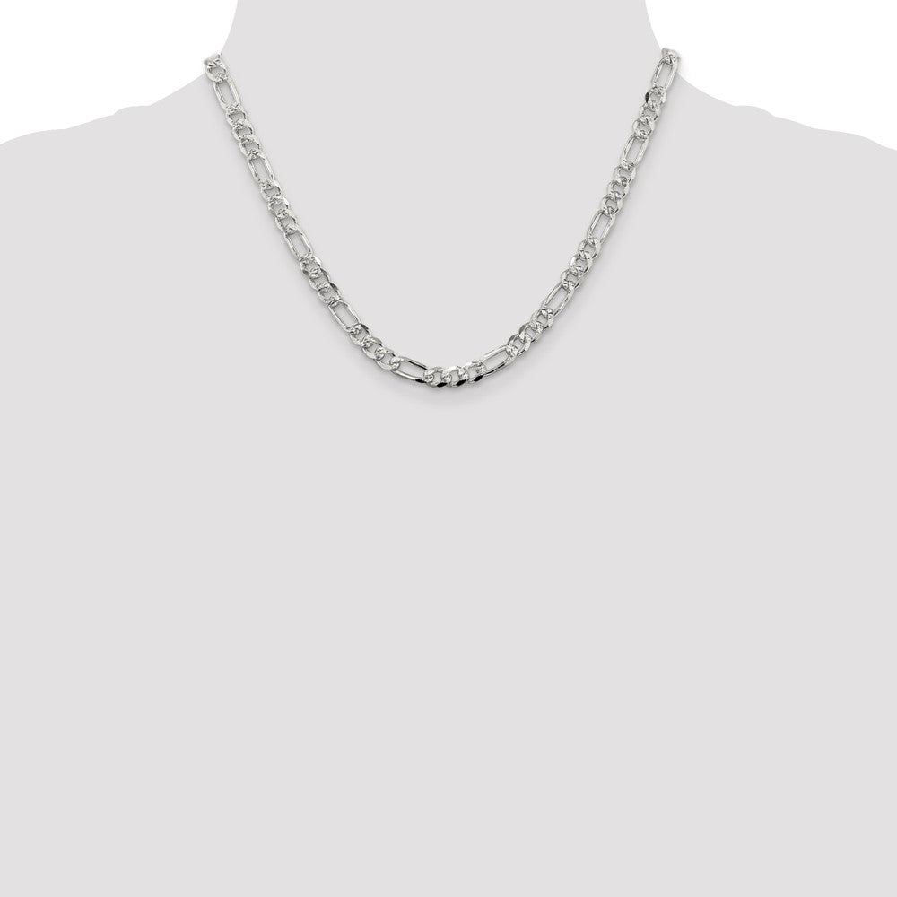 Sterling Silver 5.5mm Pav Flat Figaro Chain