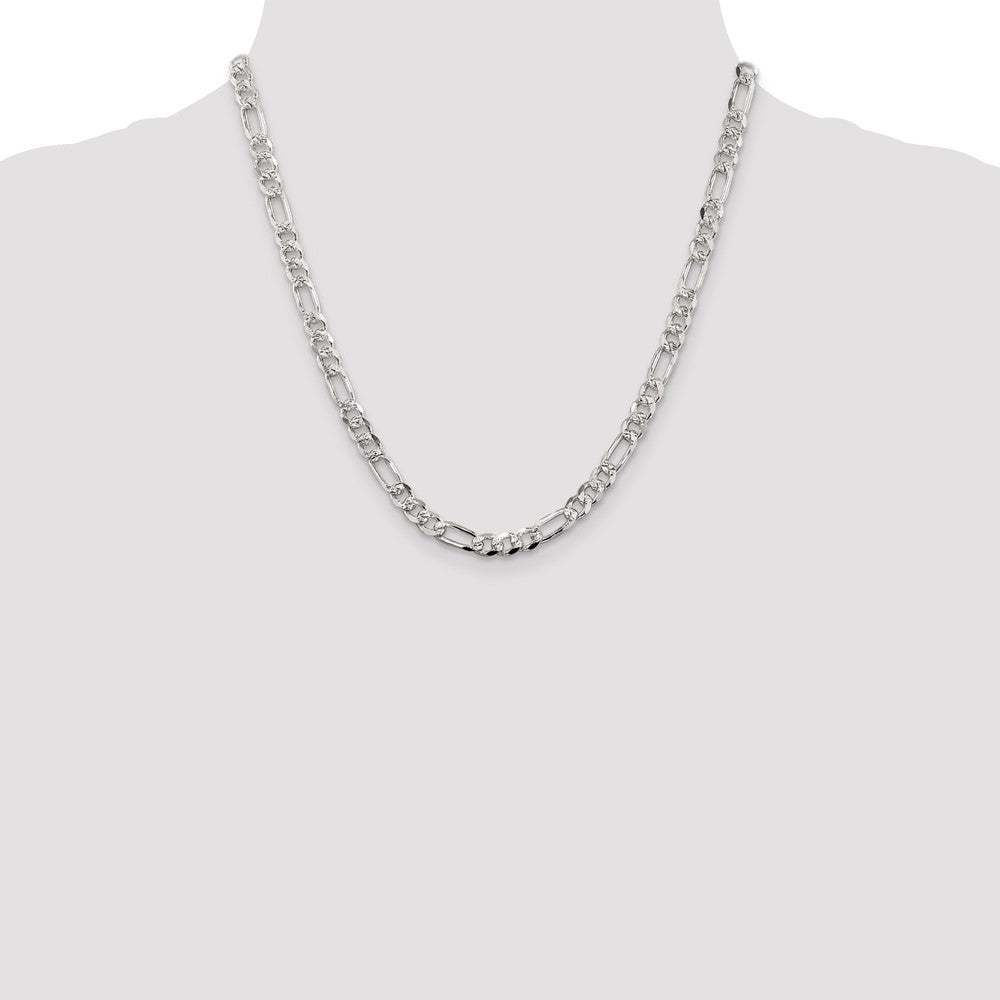 Sterling Silver 5.5mm Pav Flat Figaro Chain