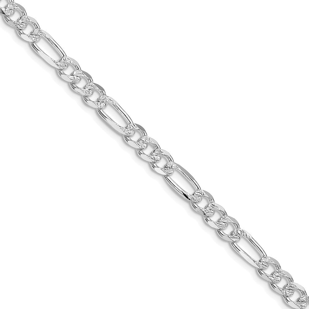 Sterling Silver Rhodium-plated 5.5mm Pav Flat Figaro Chain