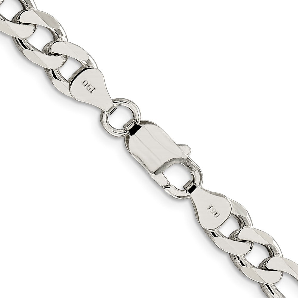 Sterling Silver 7.25mm Pav Flat Figaro Chain