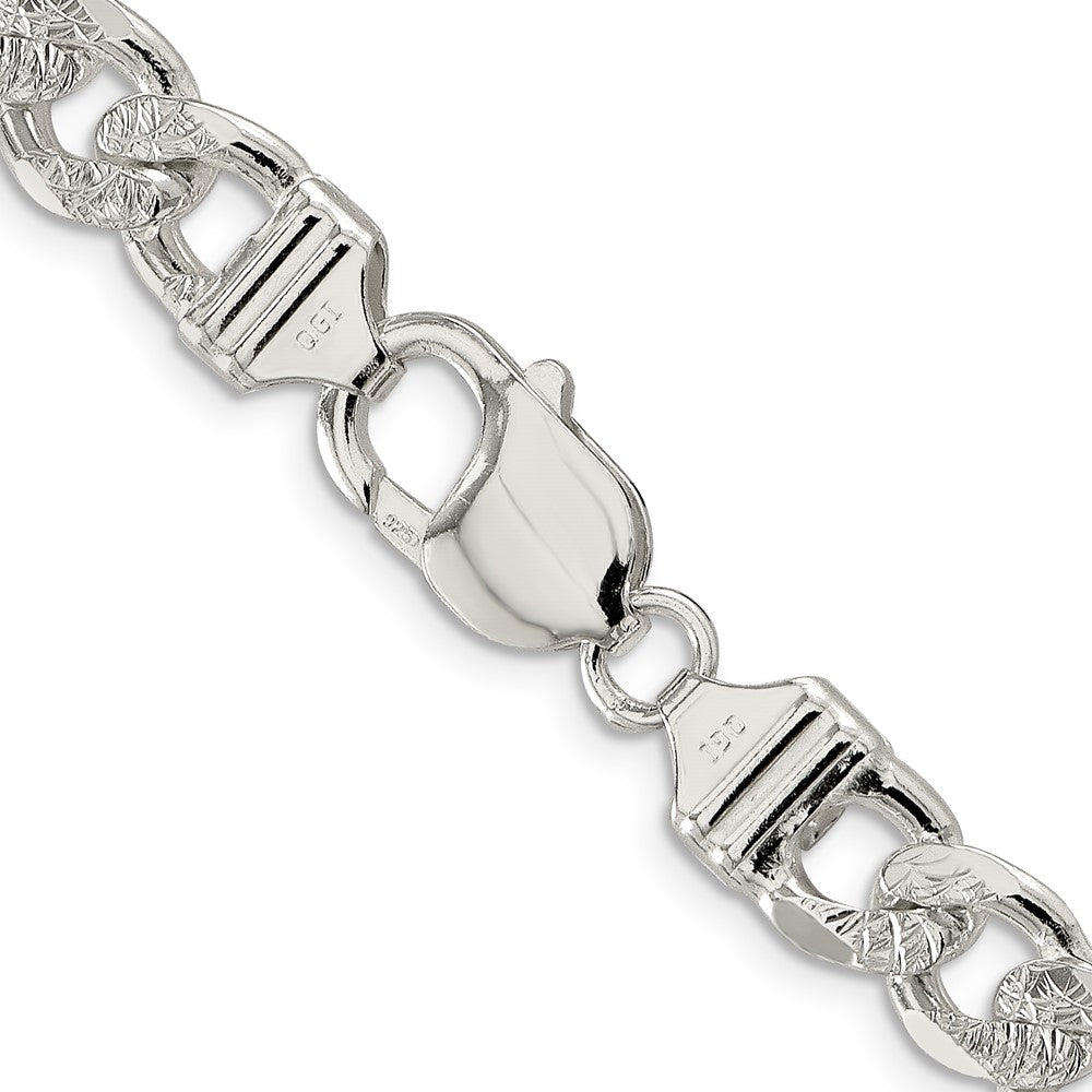 Sterling Silver 9.5mm Pav Flat Figaro Chain