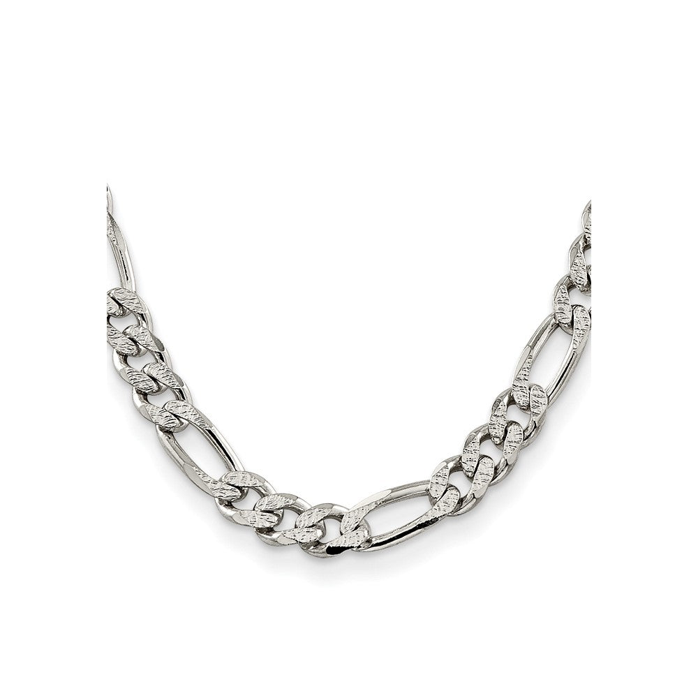 Sterling Silver 11.0mm Pav Flat Figaro Chain