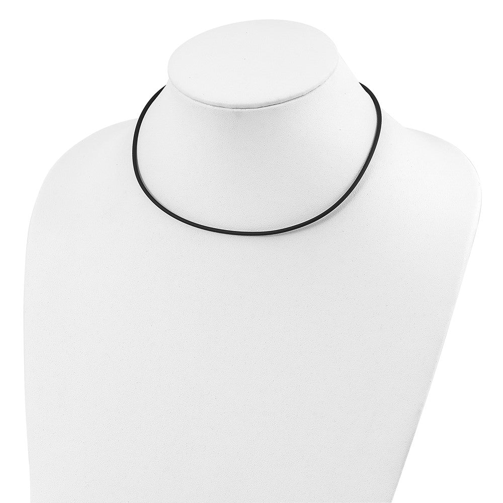 Sterling Silver 18inch 2mm Black Rubber Cord Necklace
