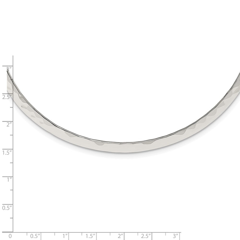 Sterling Silver Polished Hammered 6mm Neck Collar