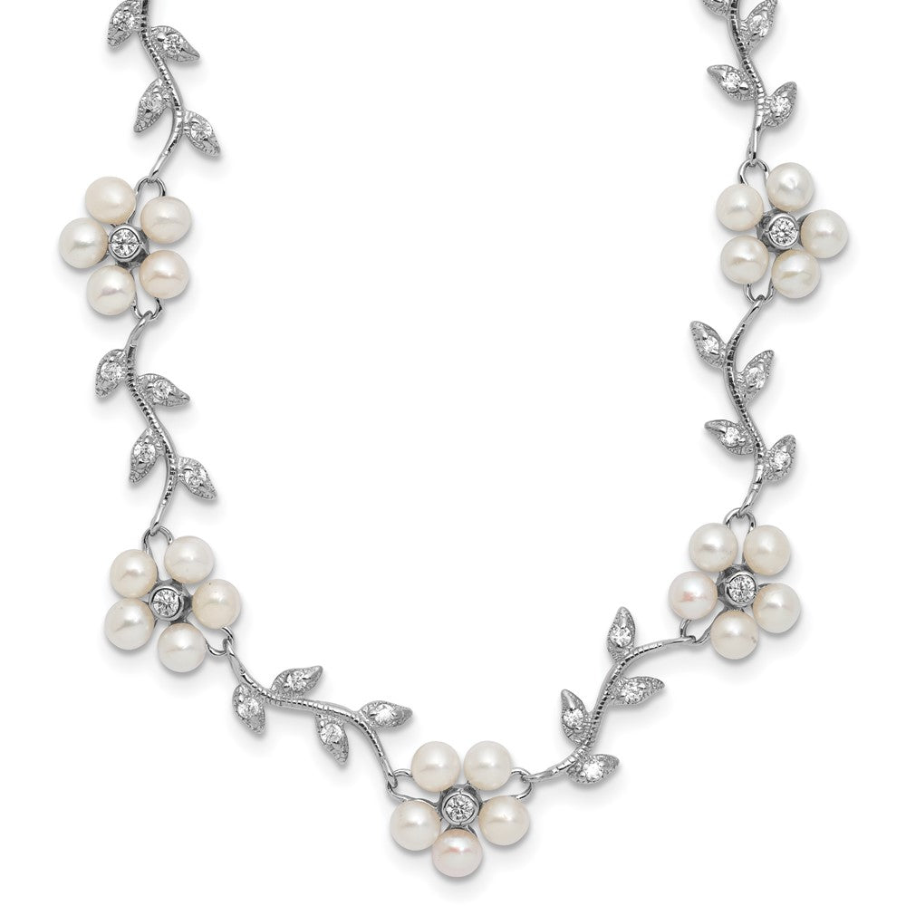 Polished;Sterling silver;Freshwater cultured pearl;CZ;Fancy lobster;Rhodium-plated
