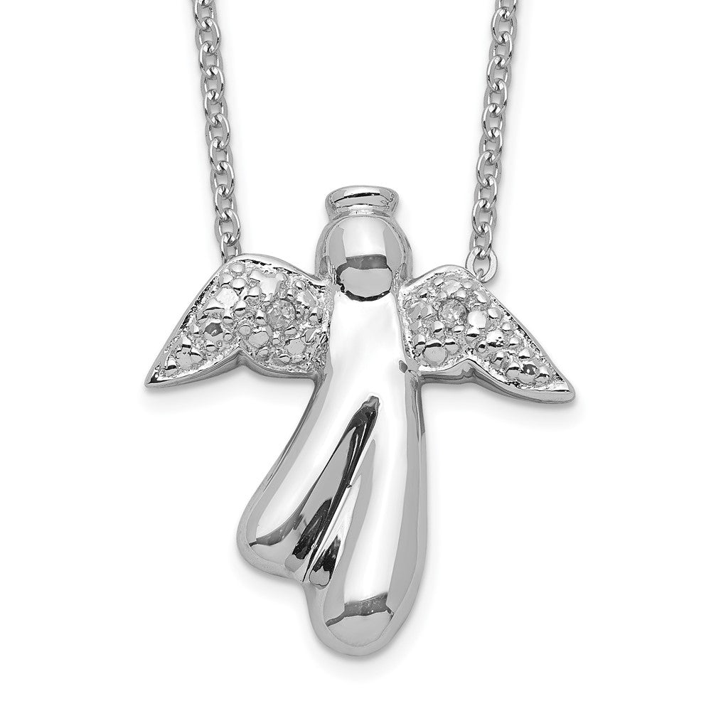 Polished;Open back;Spring Ring;Sterling silver;Diamond