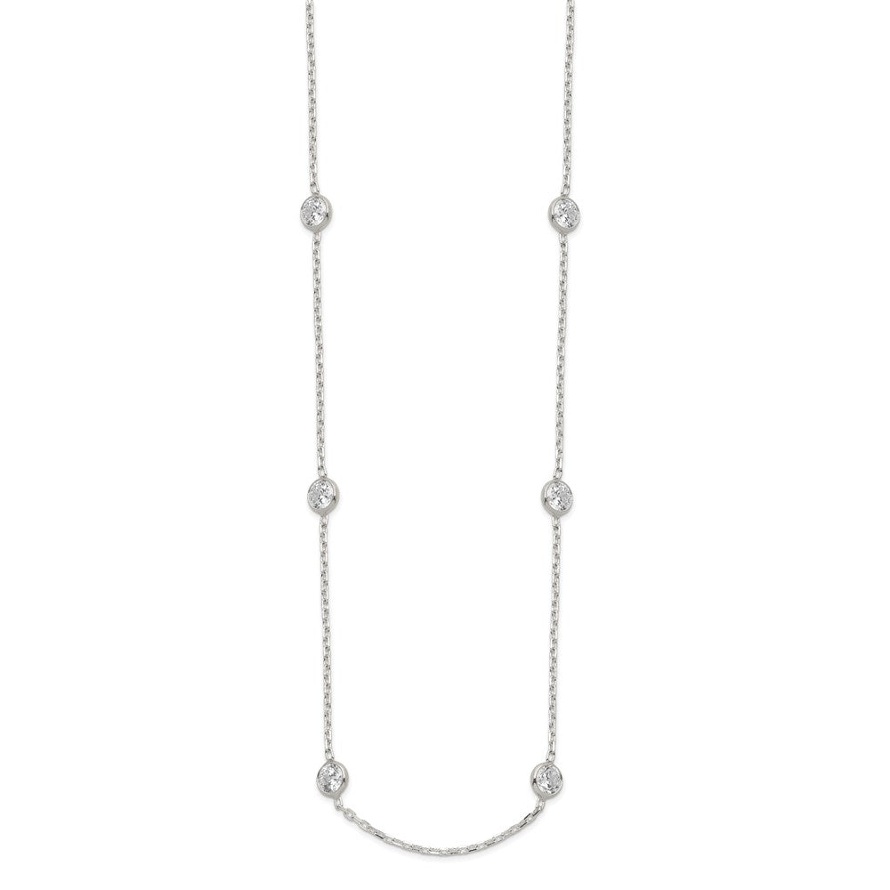 Sterling Silver 16 Inch w/2 in ext. 8-Station CZ Necklace