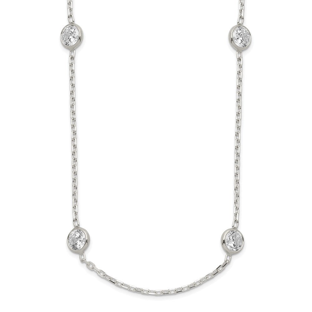 Sterling Silver 18 Inch w/2 in ext. 9-Station CZ Necklace