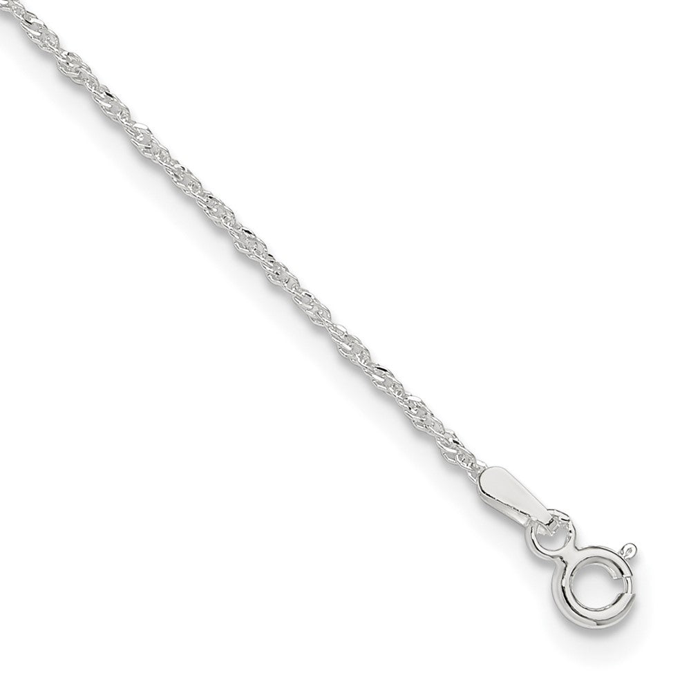 Sterling Silver 1.3mm Singapore Chain 10 inch Plus 1 inch Extender Chain - Total 11 inch Anklet