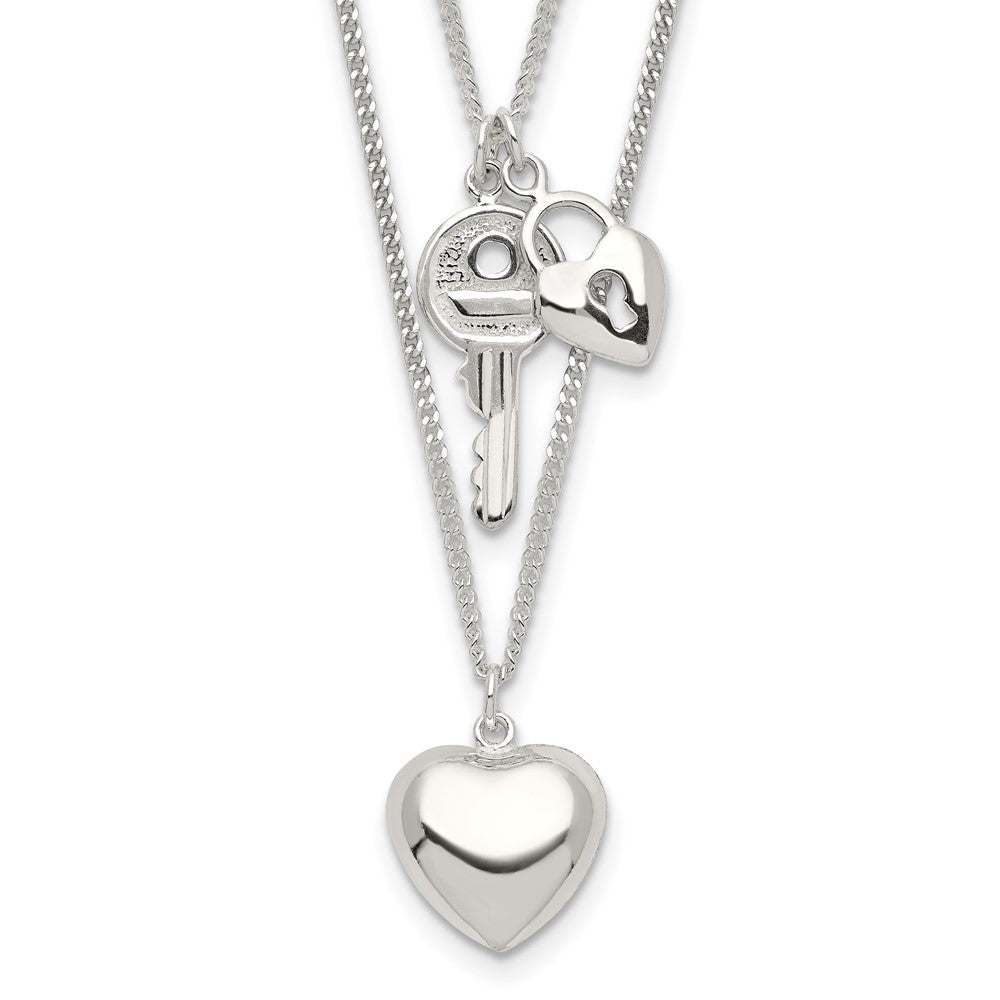 Polished;Sterling silver;Fancy lobster;2-strand